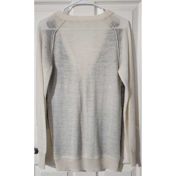 J Crew Alpaca Merino Wool Blend V Neck Cardigan Sweater, Ivory Gray, M - Picture 3 of 6